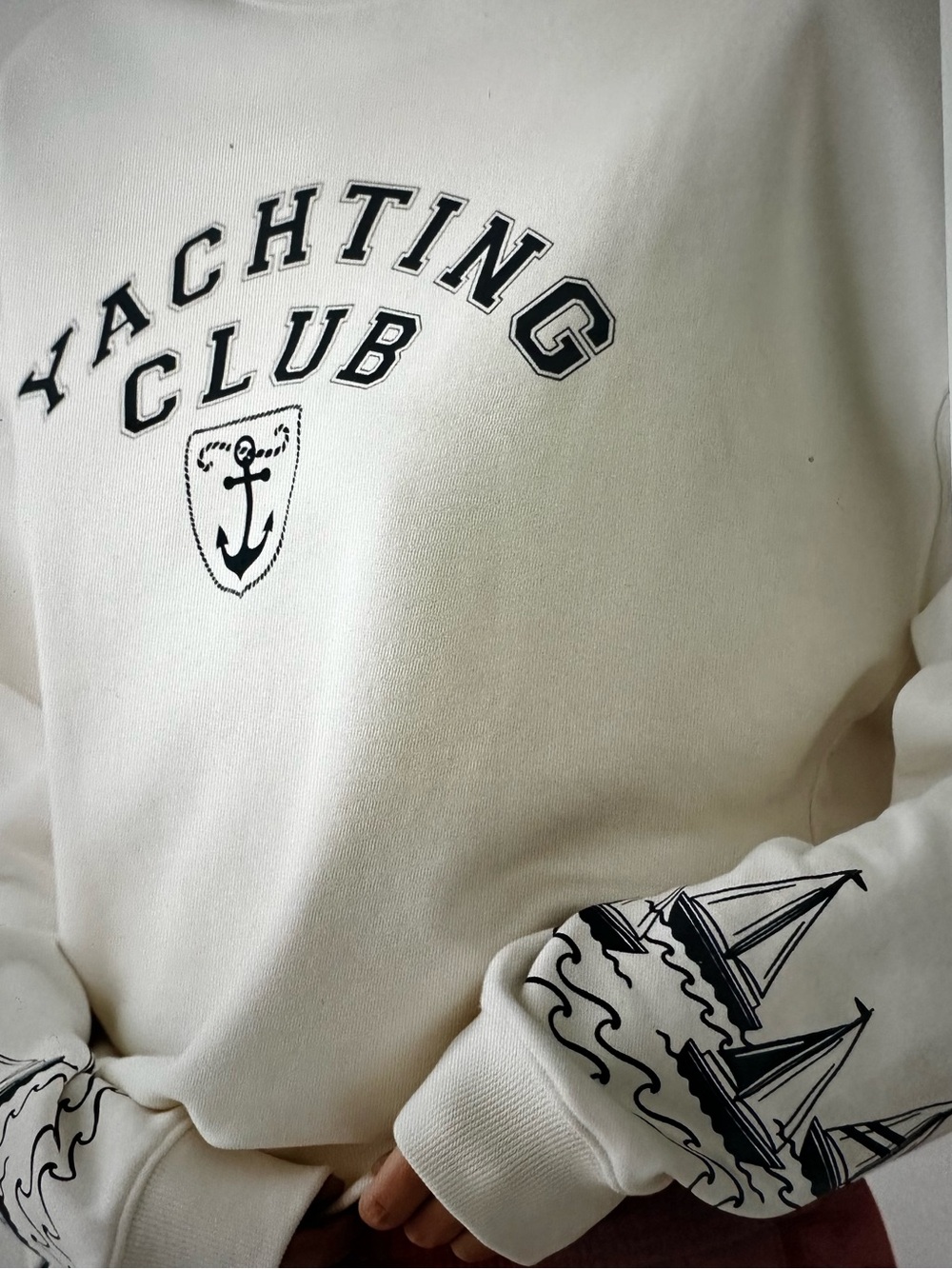New with Tag! Anthropologie Beach Riot Cream 'Yachting Club' Sweatshirt Sz L